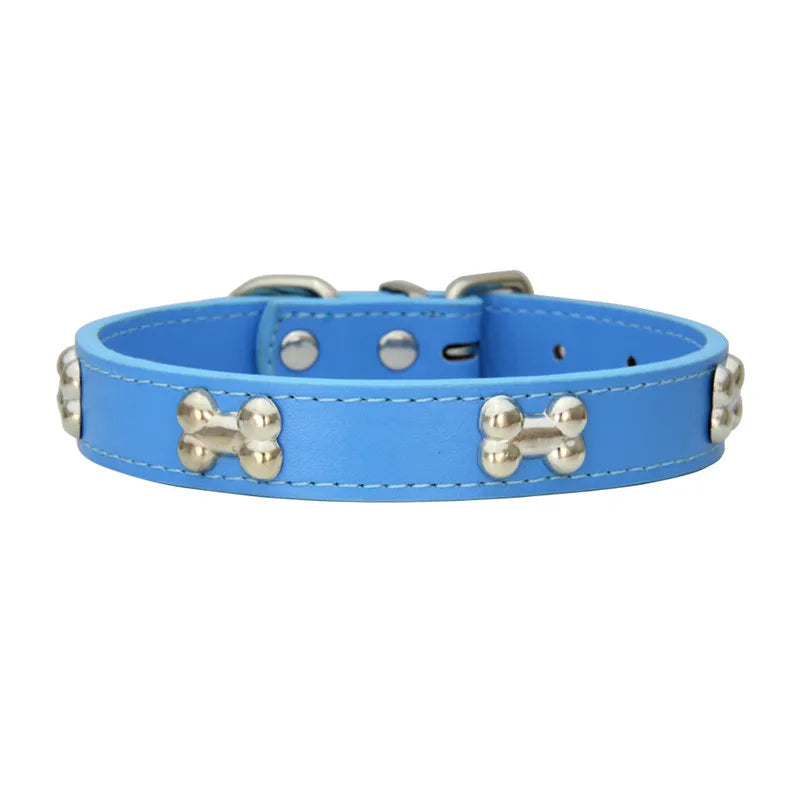 Necklace for Paws: Bone Charm Leather Collar