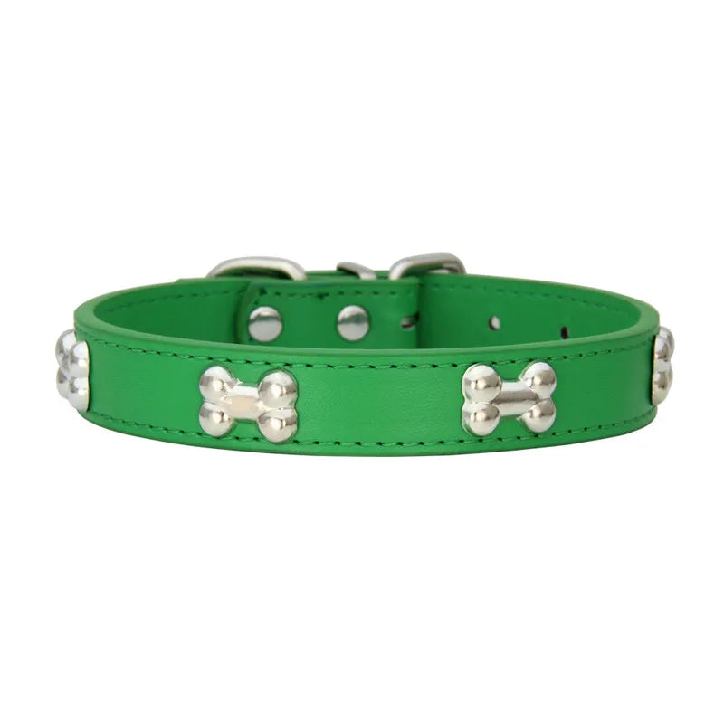Necklace for Paws: Bone Charm Leather Collar