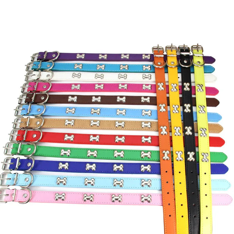 Necklace for Paws: Bone Charm Leather Collar