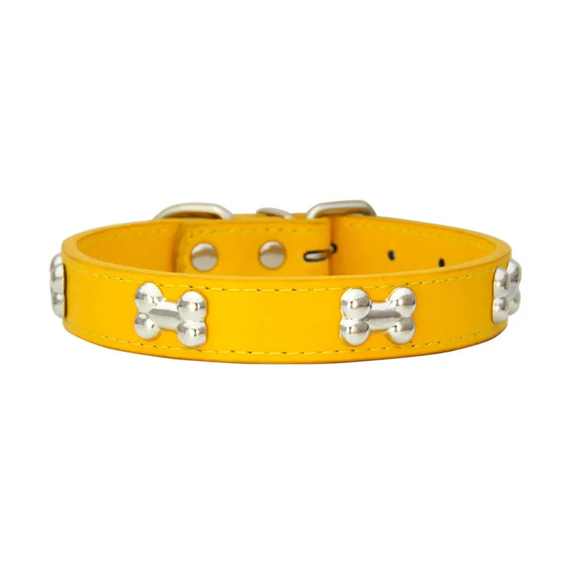 Necklace for Paws: Bone Charm Leather Collar