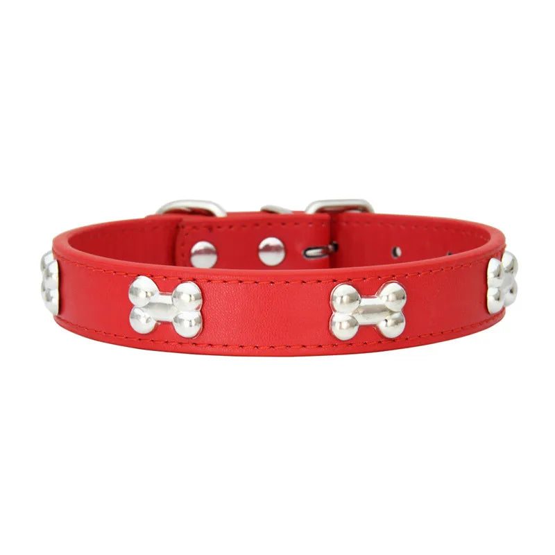 Necklace for Paws: Bone Charm Leather Collar
