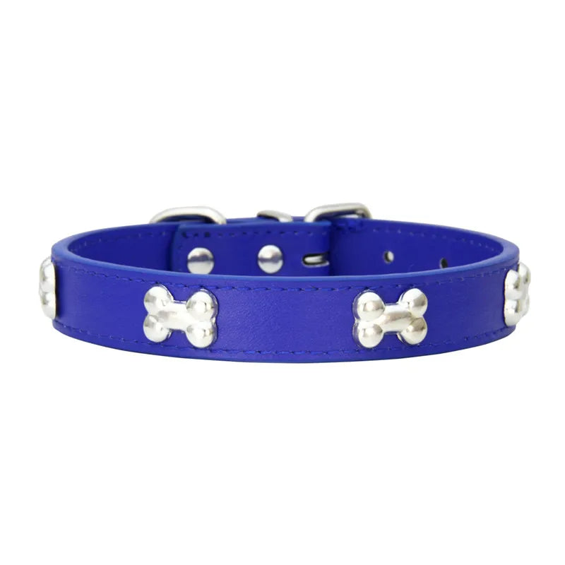 Necklace for Paws: Bone Charm Leather Collar