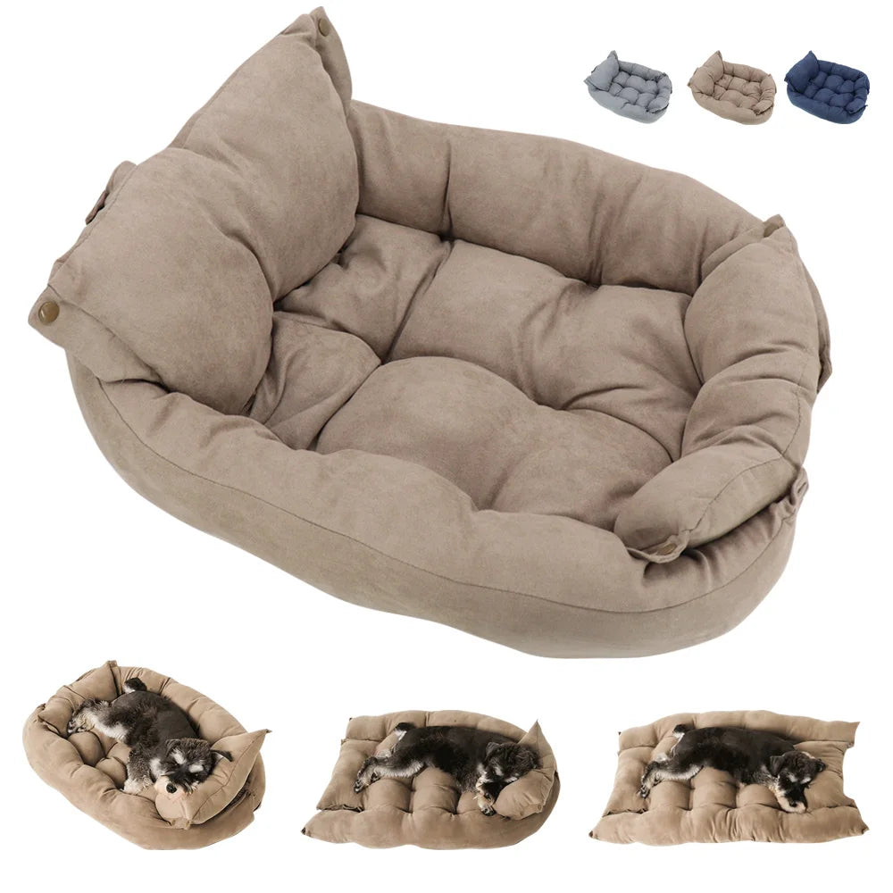 3-in-1 Cozy Cloud Pet Bed – Soft Cotton Sofa, Mat & Nest for Cats & Small Dogs