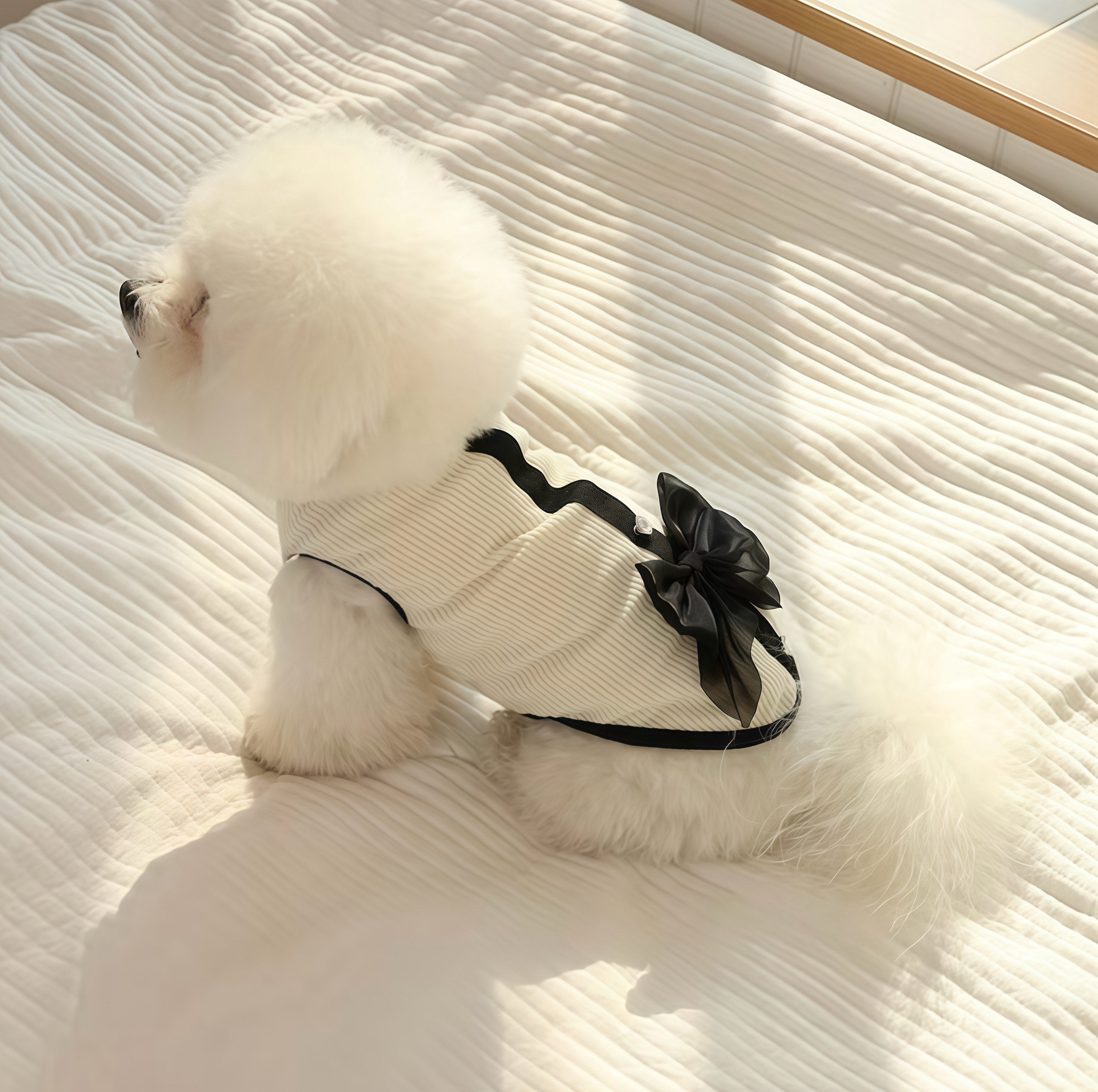 Elegant Black & White Lace Pet Dress🤍🎀🖤