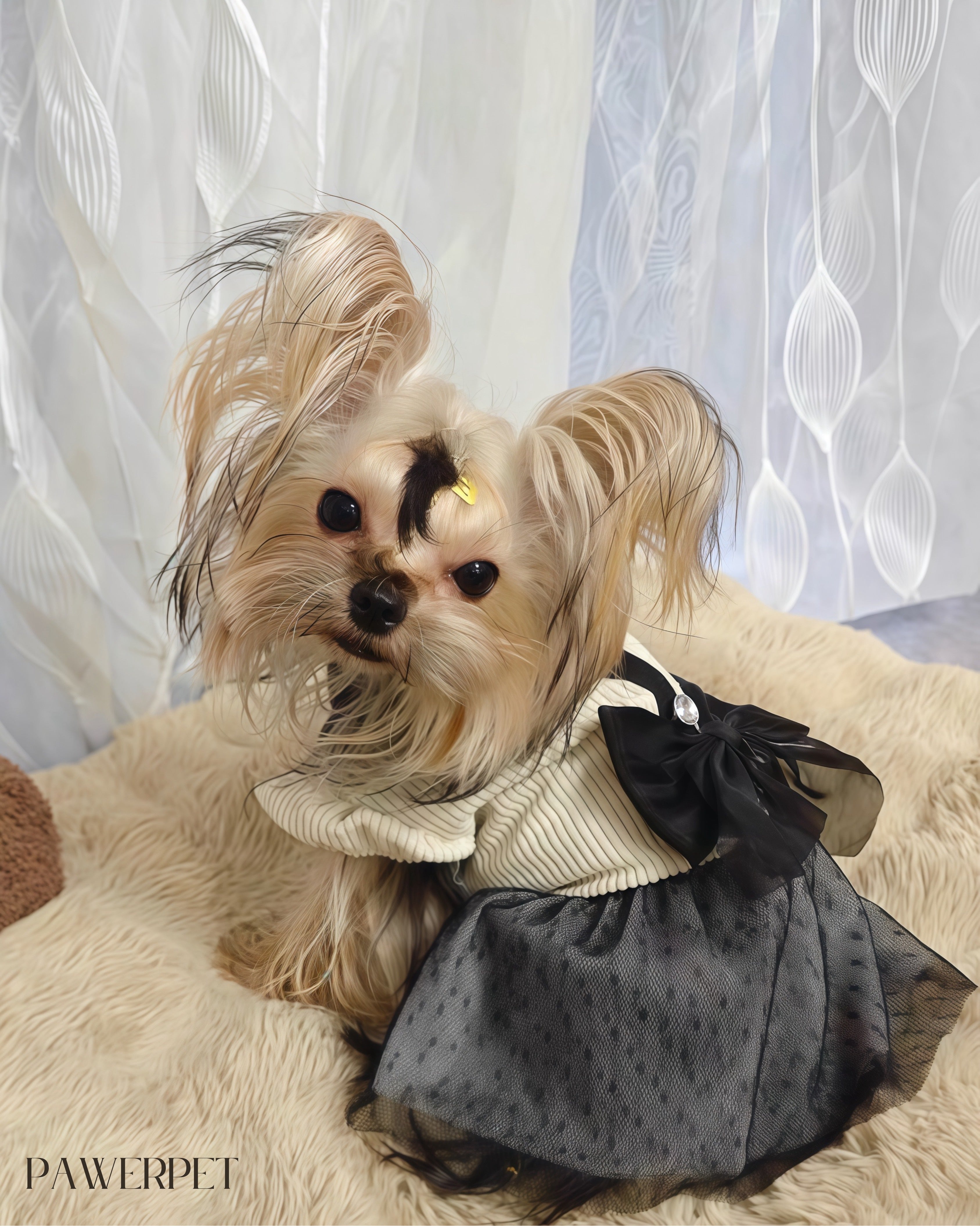 Elegant Black & White Lace Pet Dress🤍🎀🖤