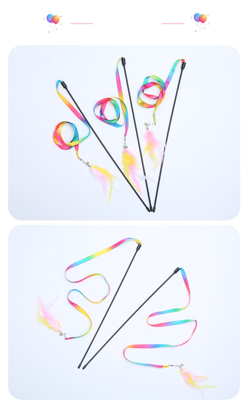 Silk Ribbon Feather Teaser Wand