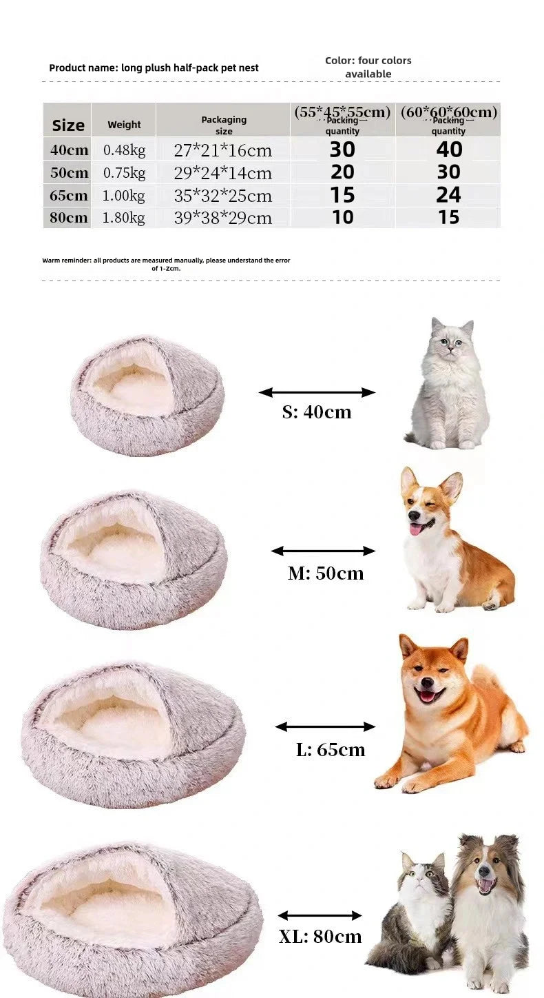 Plush Shell Haven Bed – Warm Semi-Enclosed Nest for Cats & Small Pets