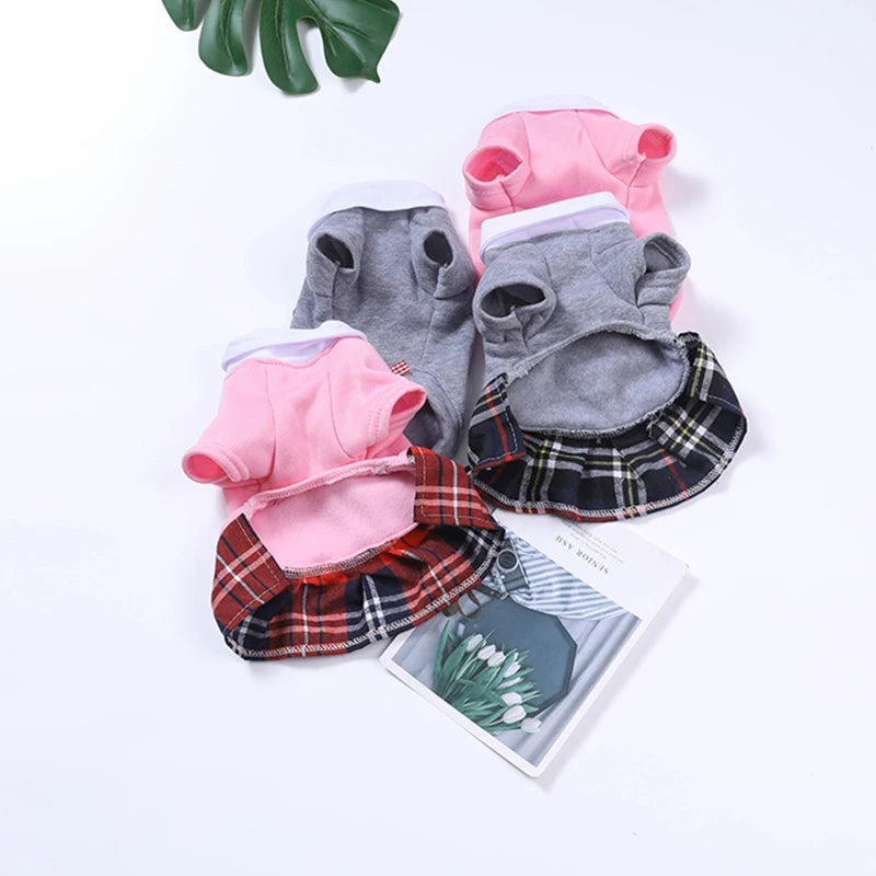 Couple Pet School Uniform Outfit (Shirt + Skirt) 🐾🎀
