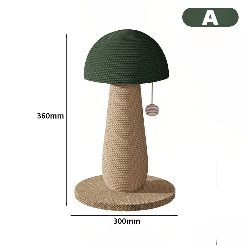 Mushroom Sisal Cat Scratching Post & Board – Vertical Scratch Pad, Durable Non-Shed Cat Scratcher