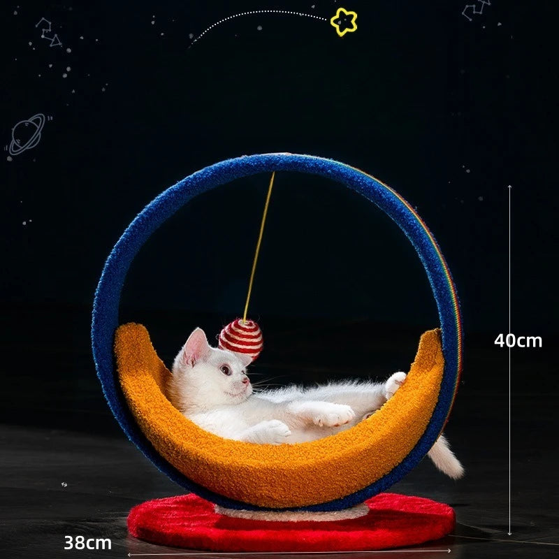 Starry Sky Planet Cat Scratcher – Natural Sisal Scratch Post with Play Ball, Indoor Cat Scratch Pad