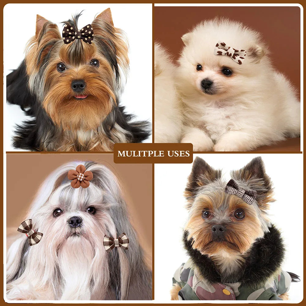 Neutral Bowknot Pet Hair Bands (10PCS)