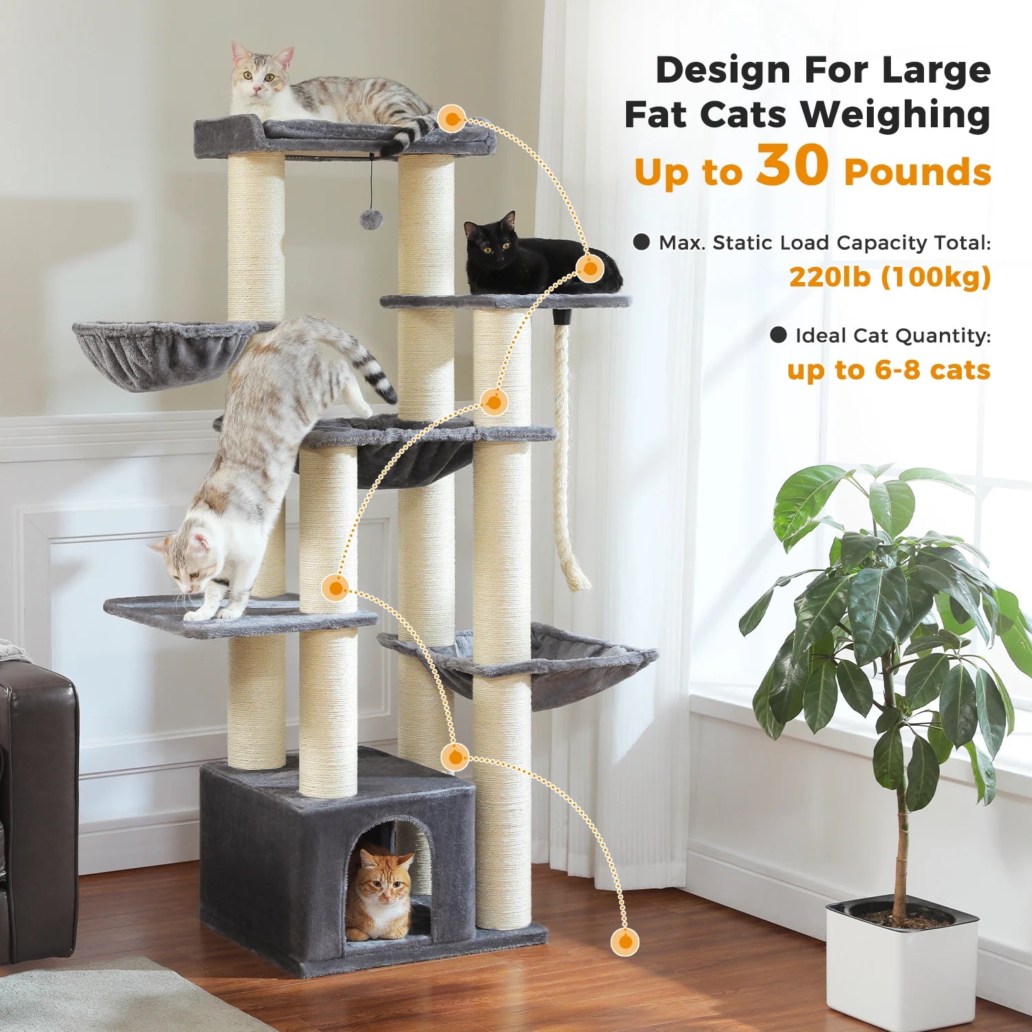 Extra-Large Climbing Tower for Big & Multi-Cat Homes