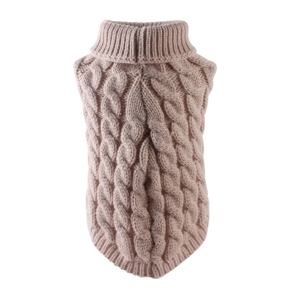 Warm Knit Dog Sweater for Small Dogs – Solid Color Pullover (XS–XXL)