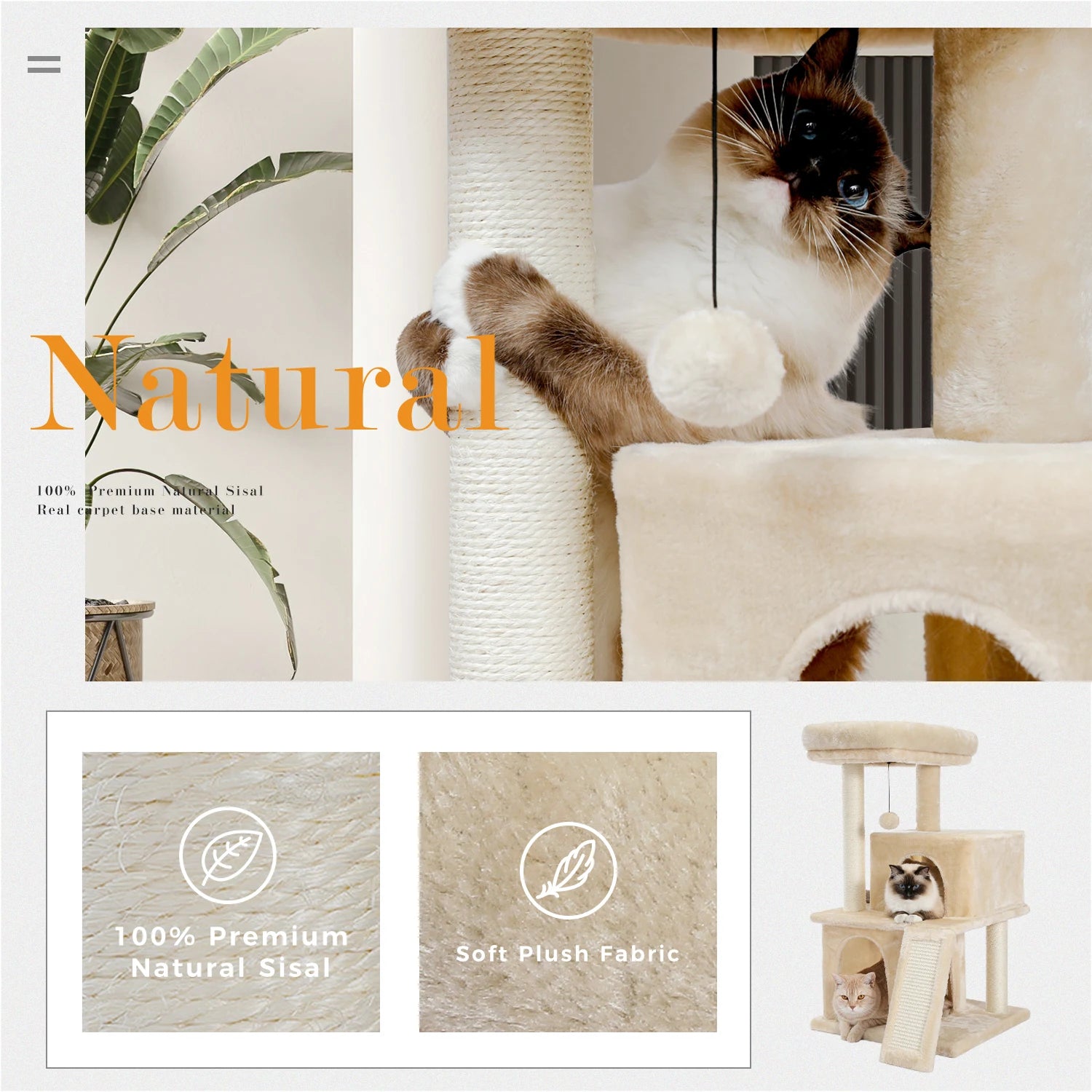 All-in-One Cozy Climbing & Resting Tower for Indoor Cats