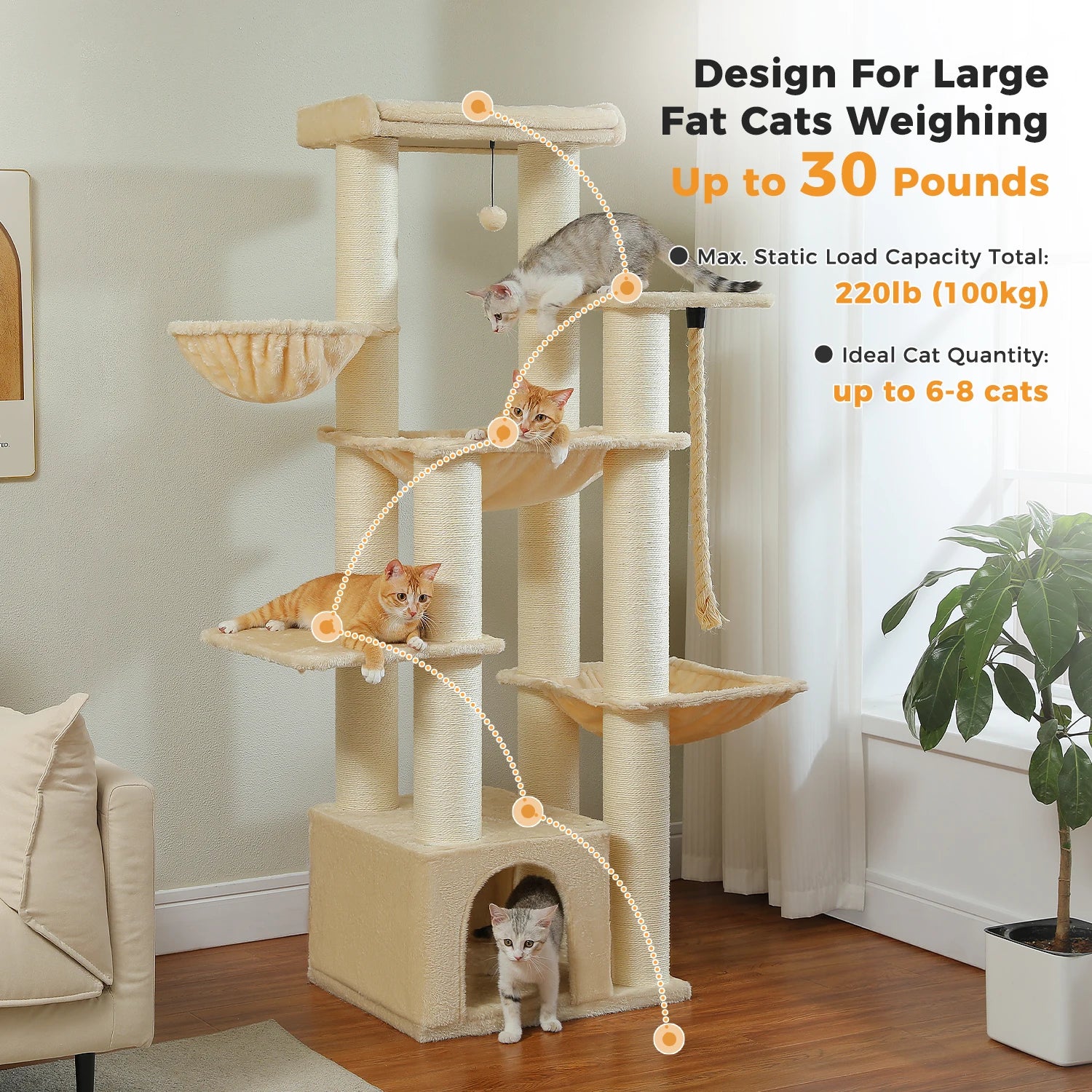Extra-Large Climbing Tower for Big & Multi-Cat Homes