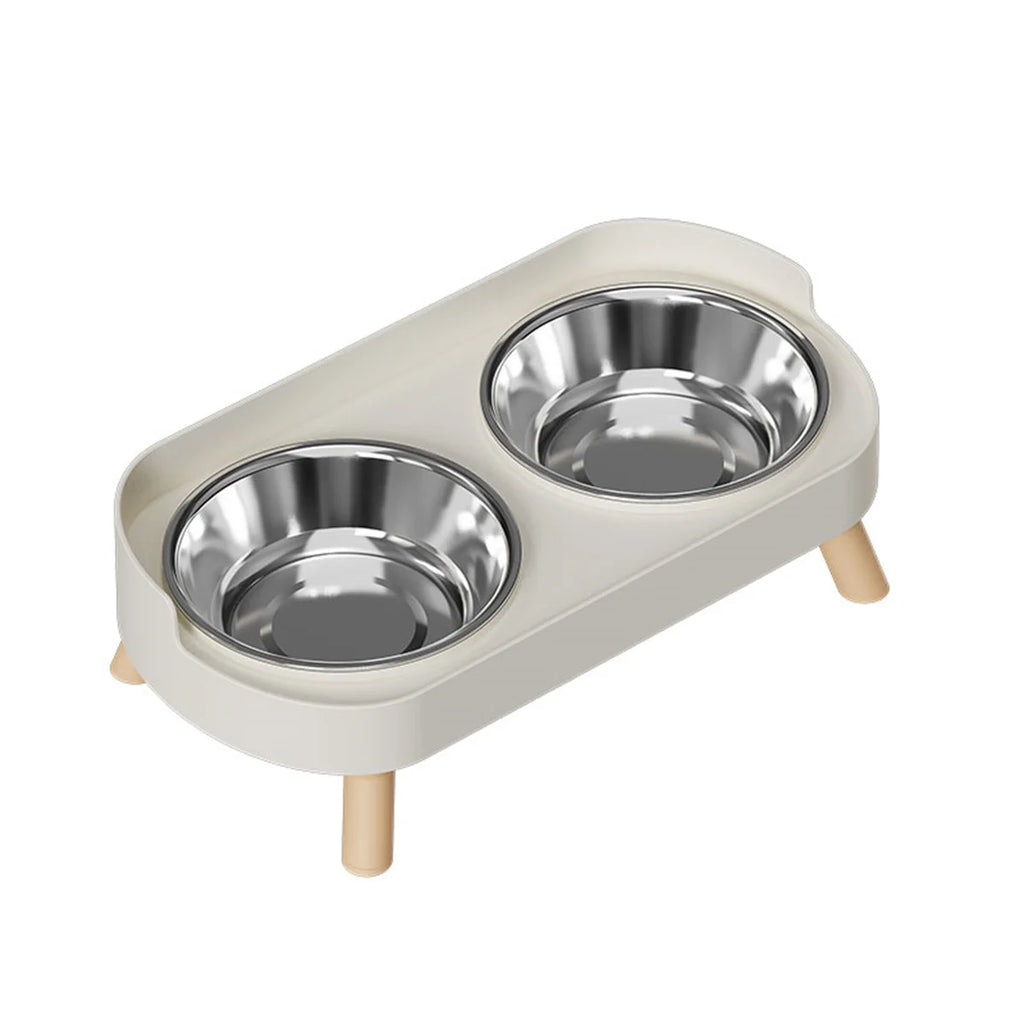 Colorful Elevated Double Pet Bowl with Stainless Steel Inserts