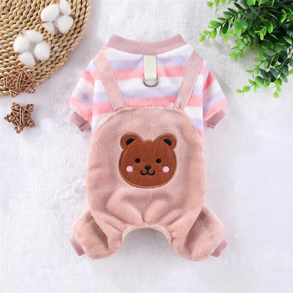 Cozy Bear Stripe Pet Jumpsuit
