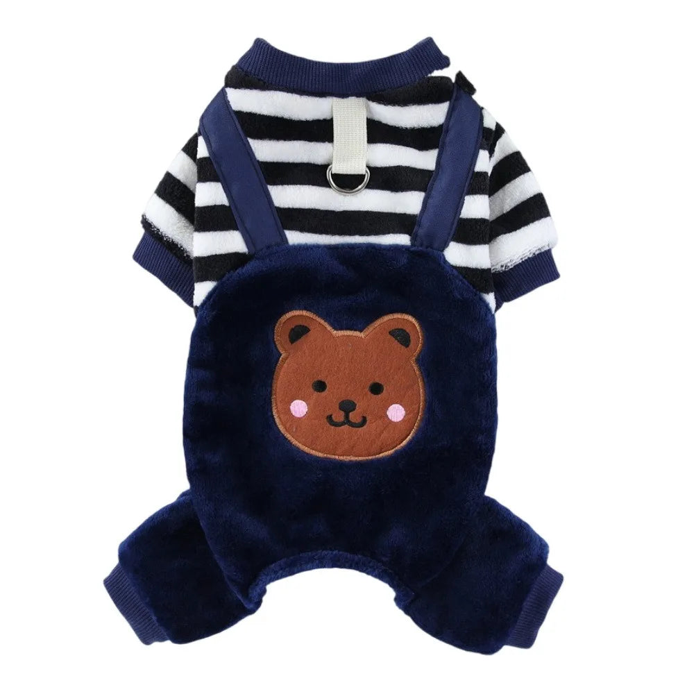 Cozy Bear Stripe Pet Jumpsuit