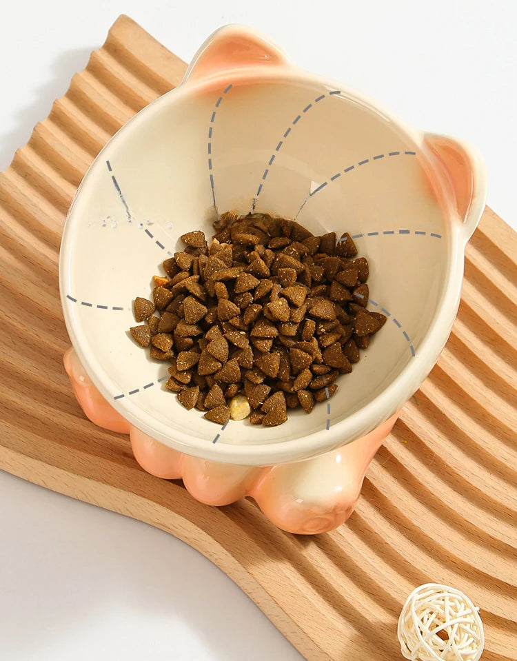 Gradient Ceramic Elevated Cat Bowl with Slanted Mouth