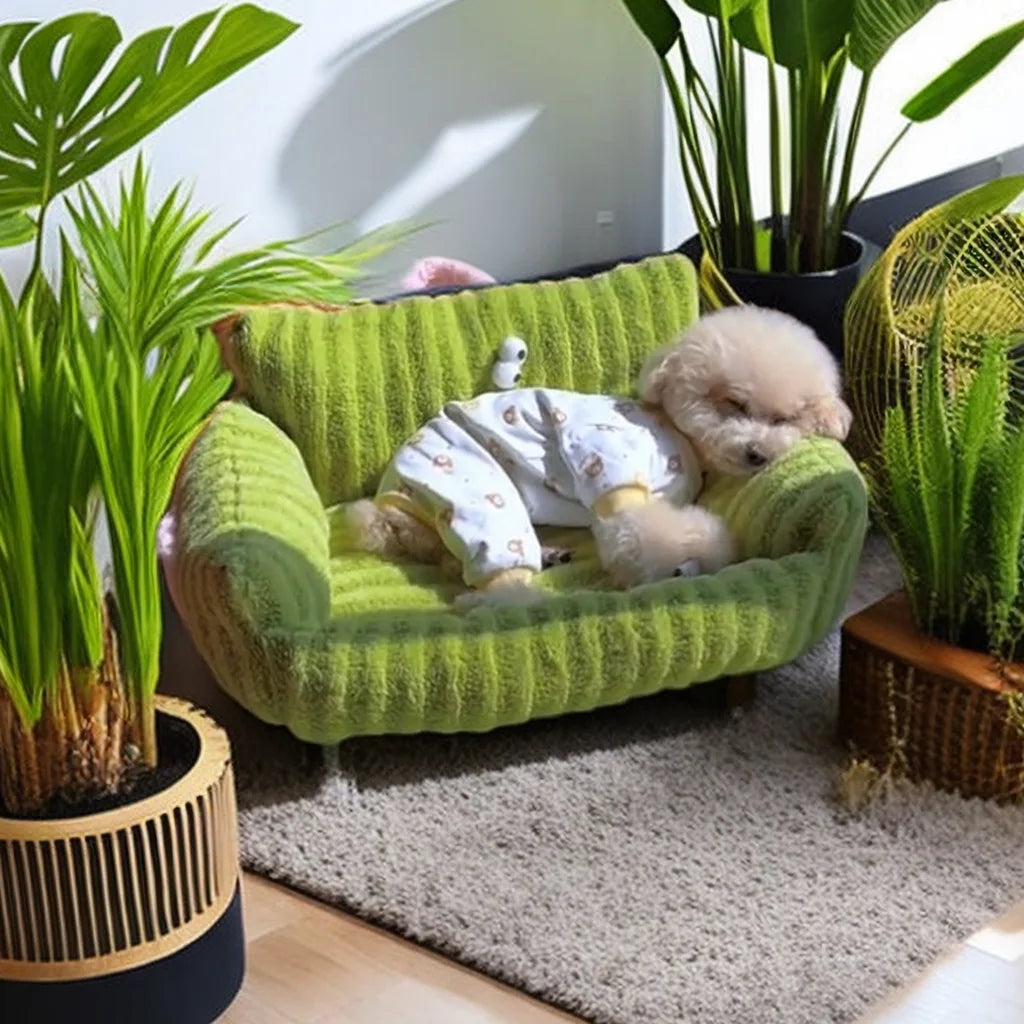 Mini Sofa Pet Bed (Cozy Linen Couch for Small Dogs & Cats) 🛋️🐾