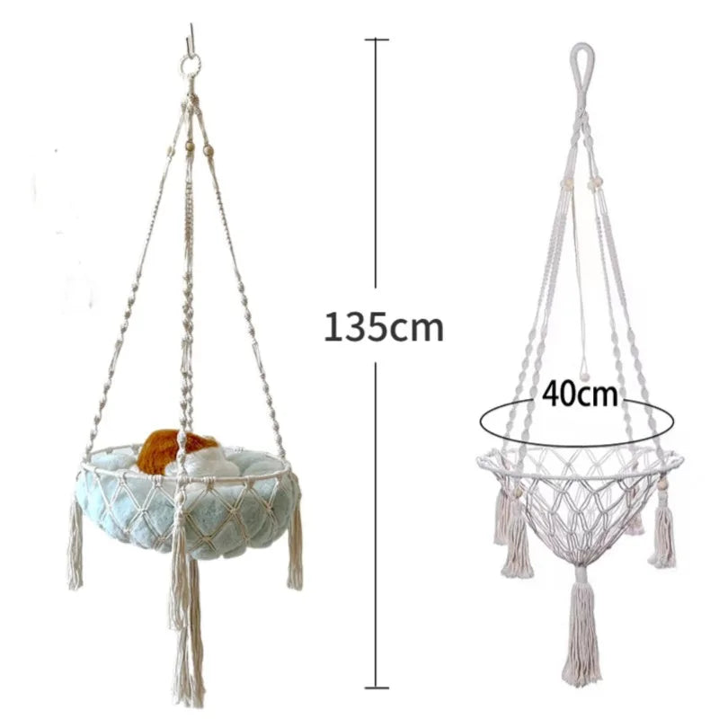 Handwoven Cotton Cat Hammock – Cozy Hanging Nest for Indoor Cats