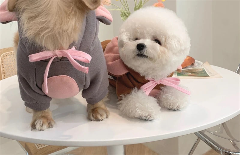 Cozy Mouse Hoodie Jumpsuit for Dogs & Cats (Warm Fleece Winter Costume for Small Pets) 🐭💛