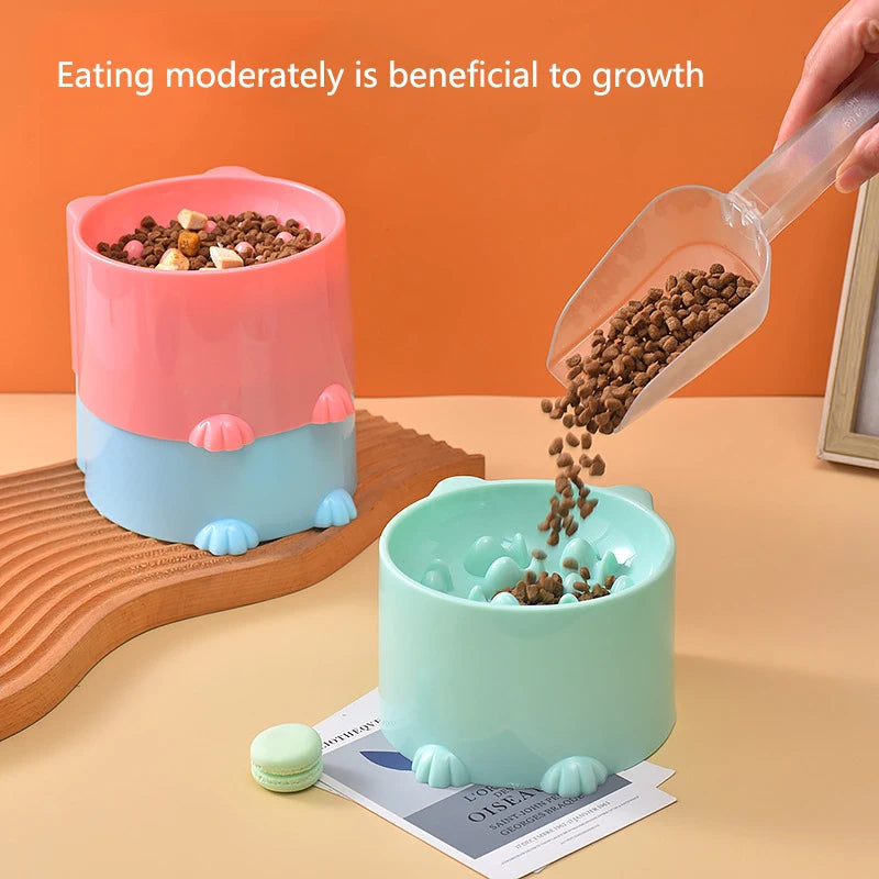 Elevated Slow-Feeding Cat Bowl (Anti-Choking & Neck-Friendly)