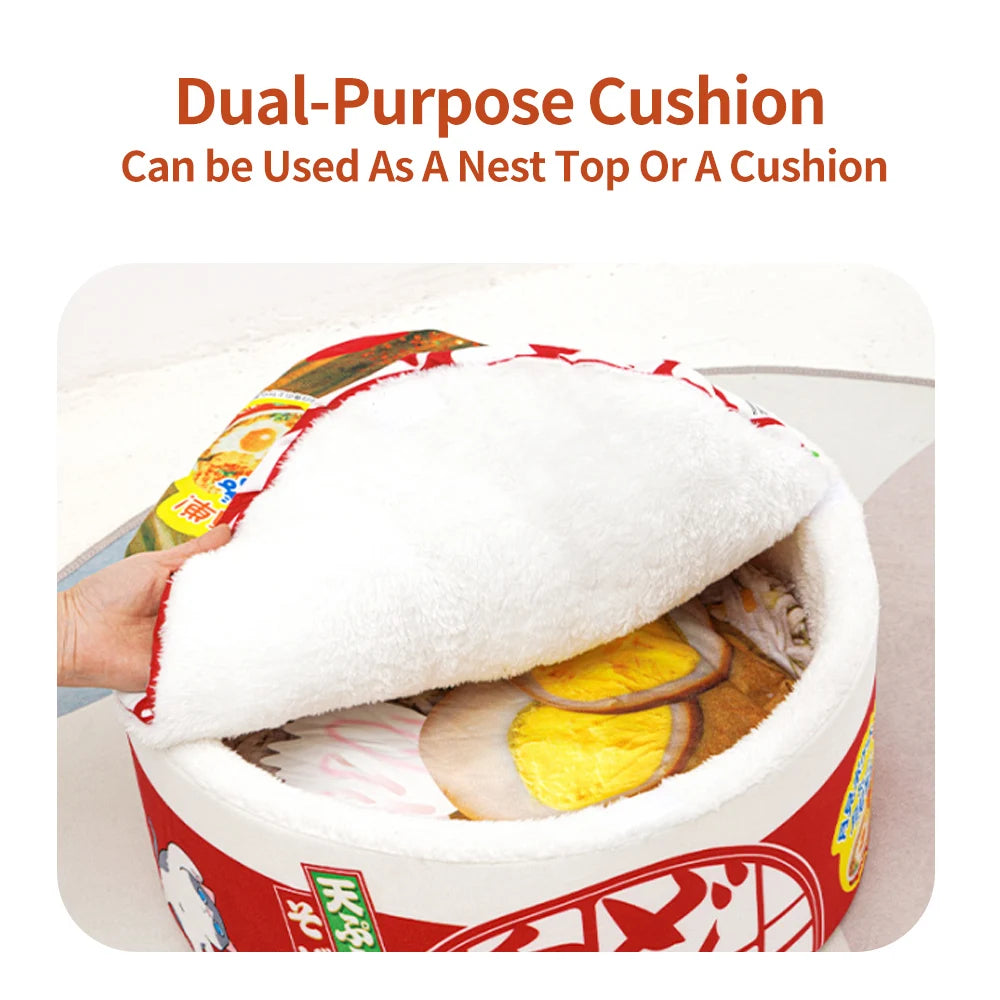 Cozy Noodle Cup Pet Bed – Plush Nest House for Cats & Small Dogs