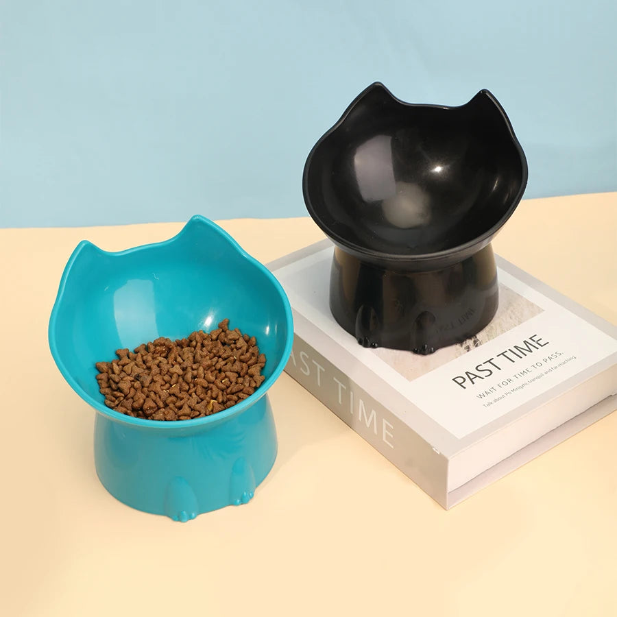 Elevated Whisker-Friendly Cat Bowl with Anti-Tip Base