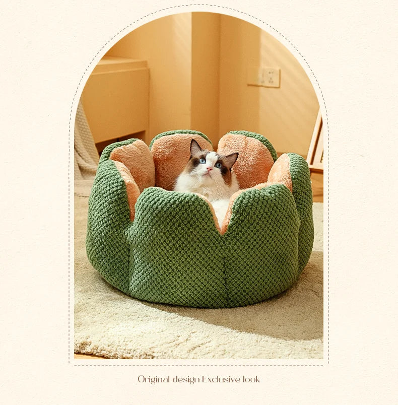 Cactus Flower Cat Bed (Plush Pet Nest for Cozy Naps) 🌵🌸🐱