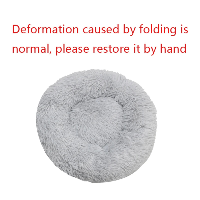 Ultra-Soft Calming Plush Pet Bed – Round, Washable Comfort Bed for Cats & Dogs