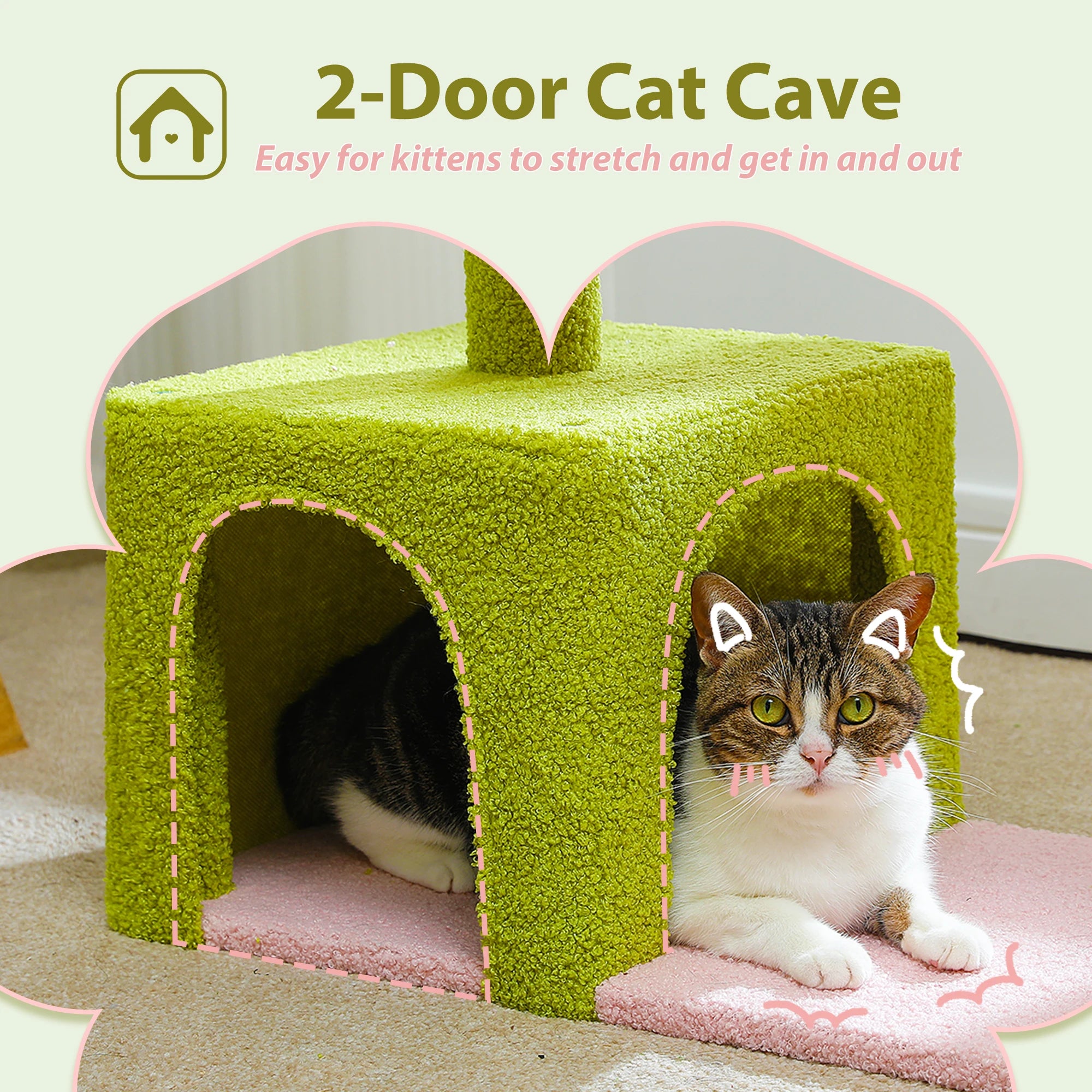 Flower Cat Tree with Hammock, Sisal Scratching Posts & Cozy Condo for Indoor Cats