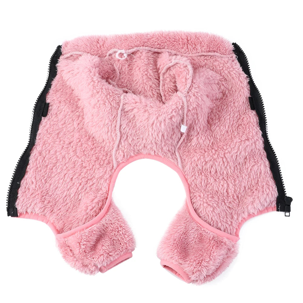 Winter Warm Fleece Dog & Cat Jumpsuit (Zipper + D-Ring)