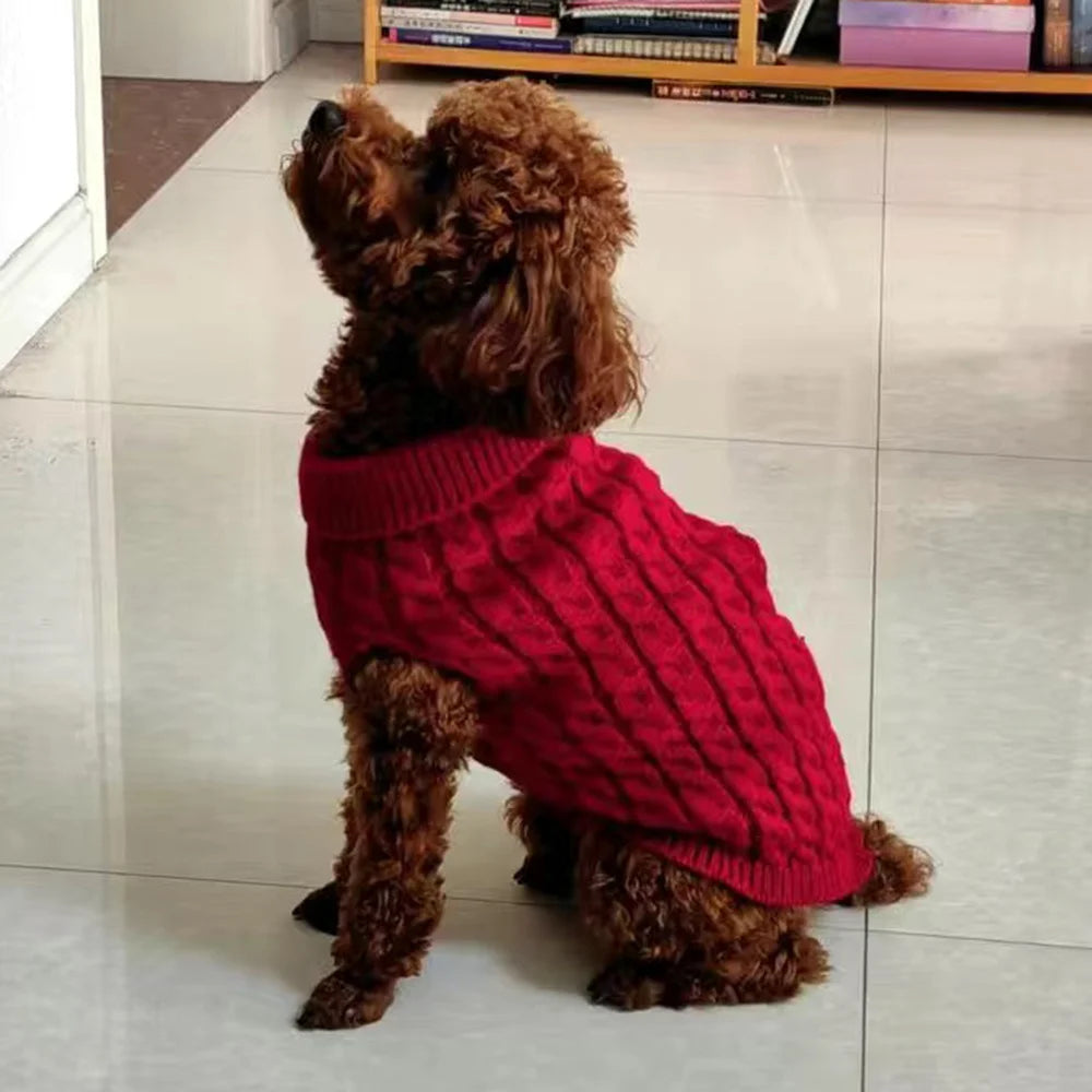 Warm Knit Dog Sweater for Small Dogs – Solid Color Pullover (XS–XXL)