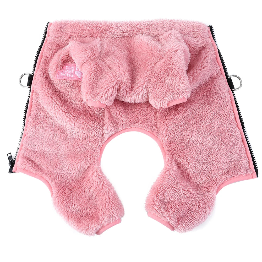 Winter Warm Fleece Dog & Cat Jumpsuit (Zipper + D-Ring)