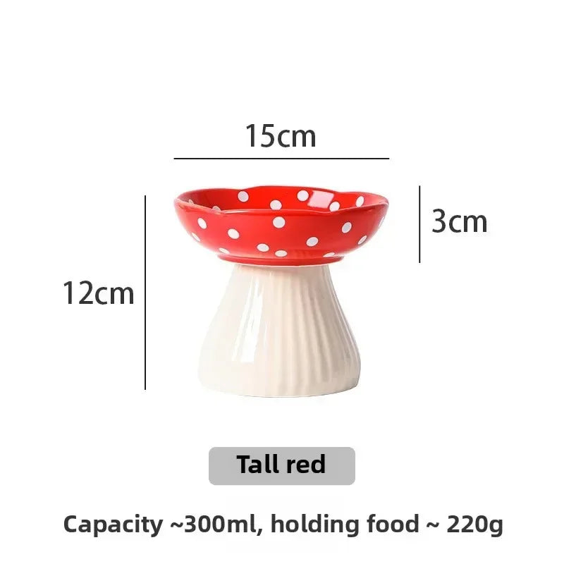Mushroom-Shaped Elevated Cat Bowl
