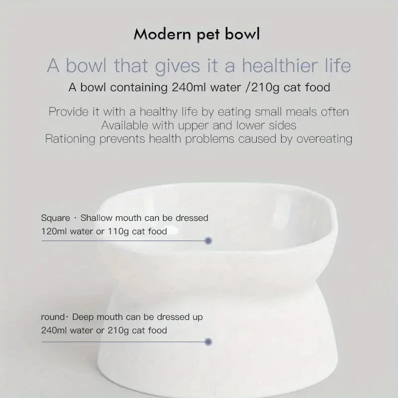 Anti-Rollover, Wide-Opening Feeding Bowl for Cats