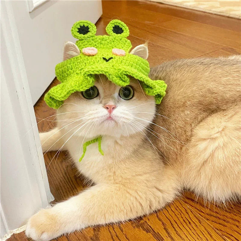 Cute Knit Cat & Dog Photo Hat (S/M)