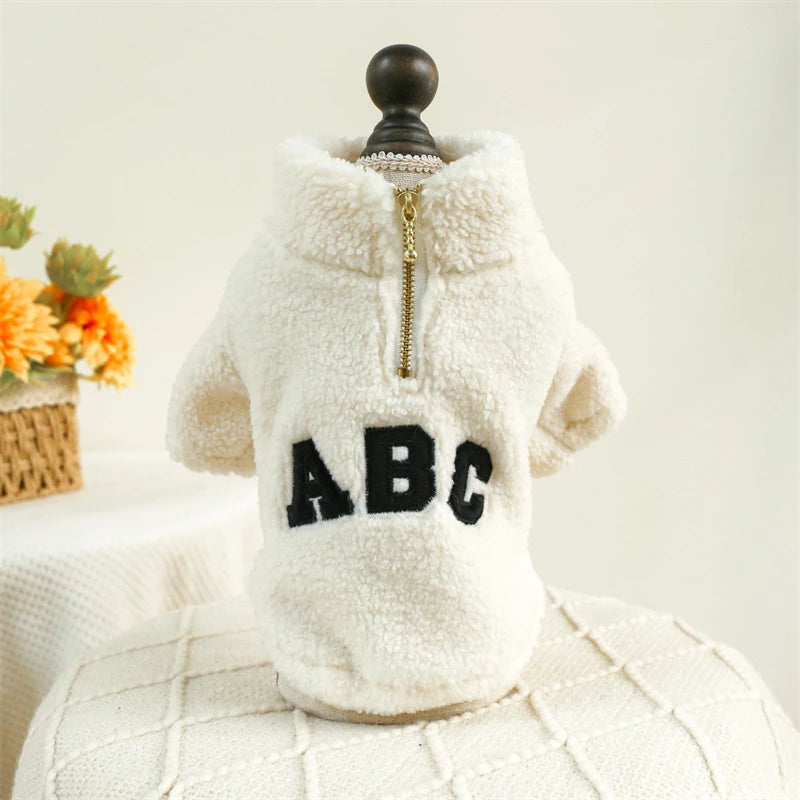 ABC Teddy Fleece Pet Pullover (Warm Half-Zip Sweater for Small Dogs & Cats) 🧸✨