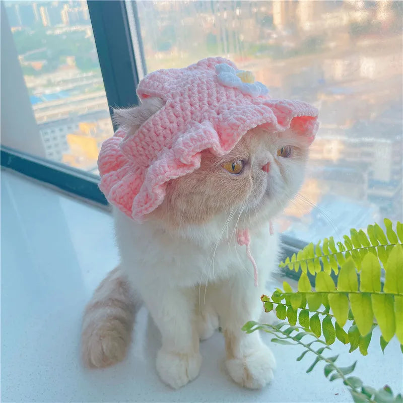 Cute Knit Cat & Dog Photo Hat (S/M)