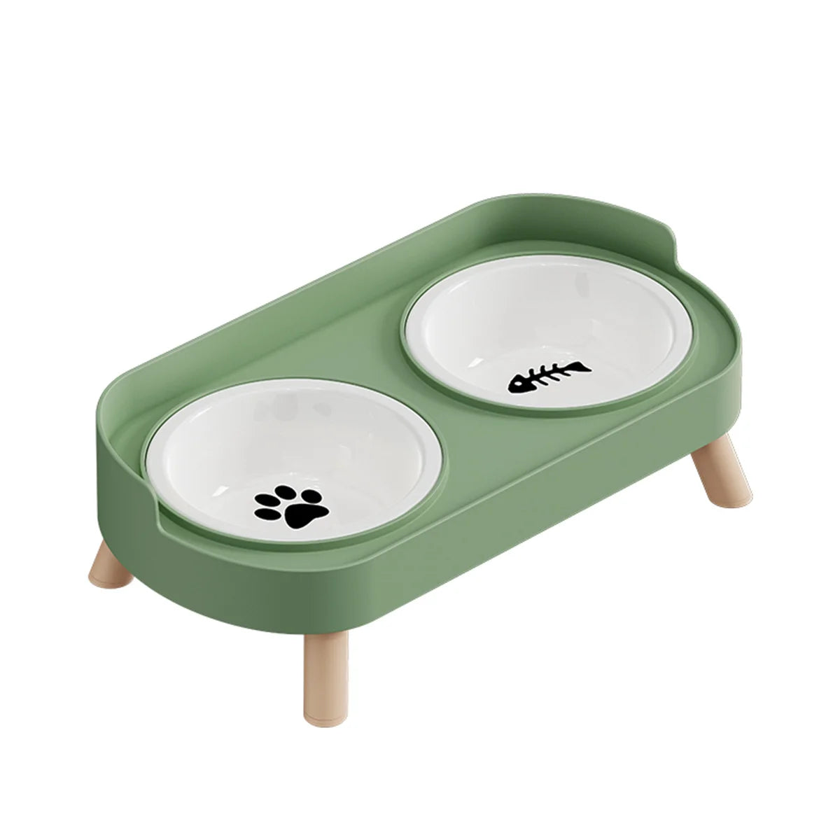 Colorful Elevated Double Pet Bowl with Stainless Steel Inserts