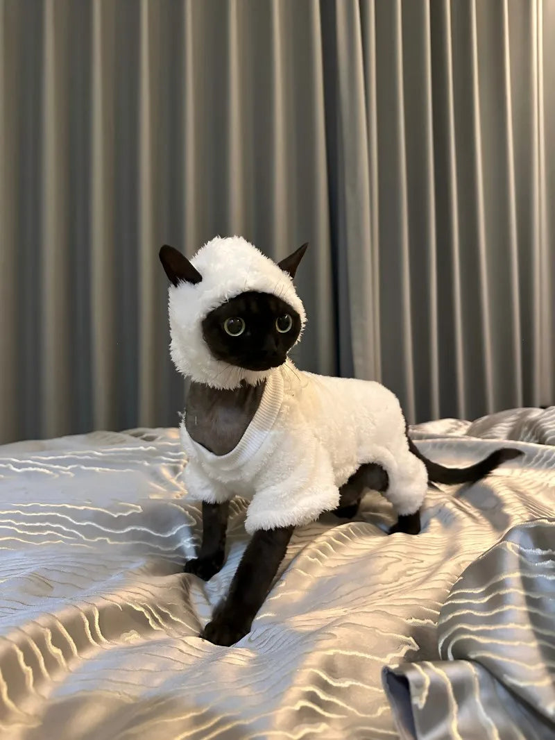 Luxe Polar Fleece Sphynx Cat Jumpsuit