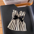 Black & White Stripe Bow Pet Dress with Bear Pouch