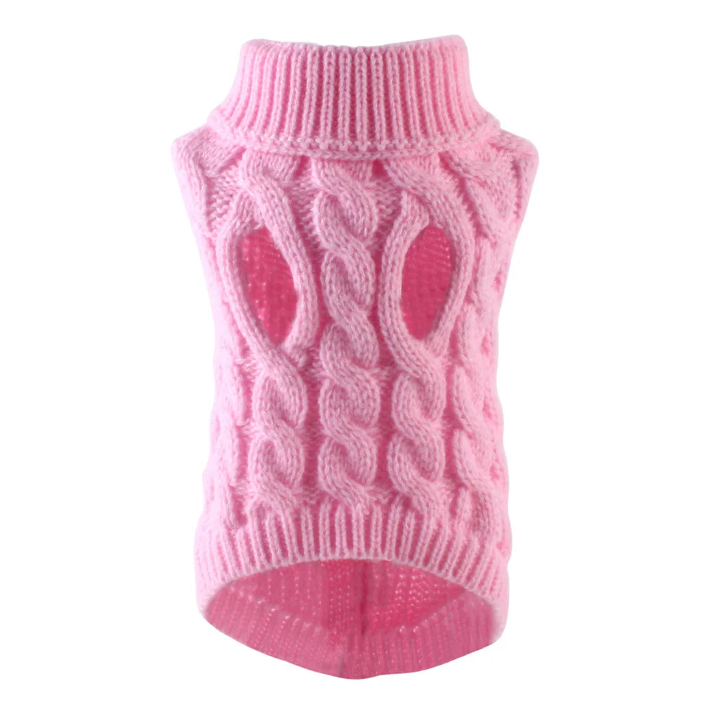 Warm Knit Dog Sweater for Small Dogs – Solid Color Pullover (XS–XXL)