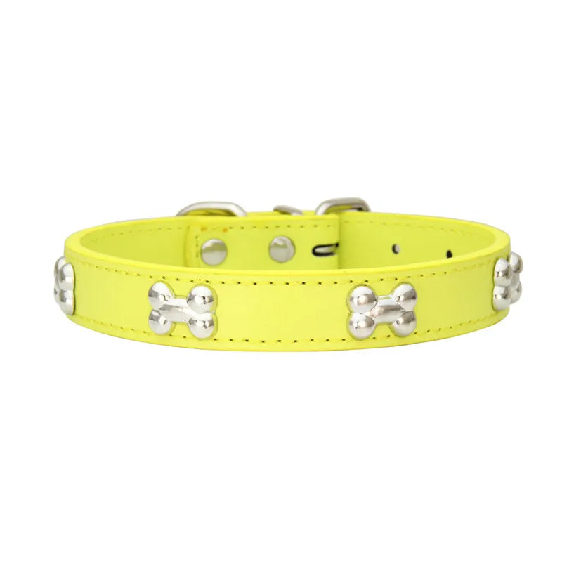 Necklace for Paws: Bone Charm Leather Collar