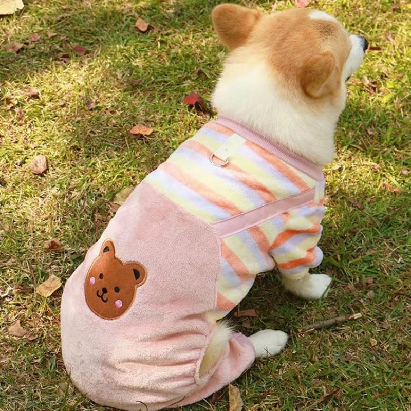 Cozy Bear Stripe Pet Jumpsuit