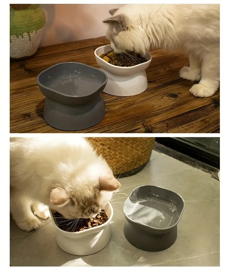 Anti-Rollover, Wide-Opening Feeding Bowl for Cats