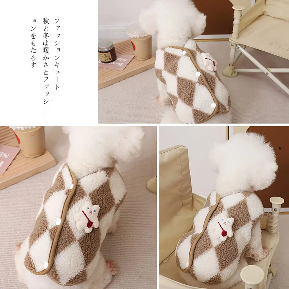 Cozy Plaid Teddy Fleece Vest (Warm Winter Coat for Small Dogs & Cats) 🧸❄️
