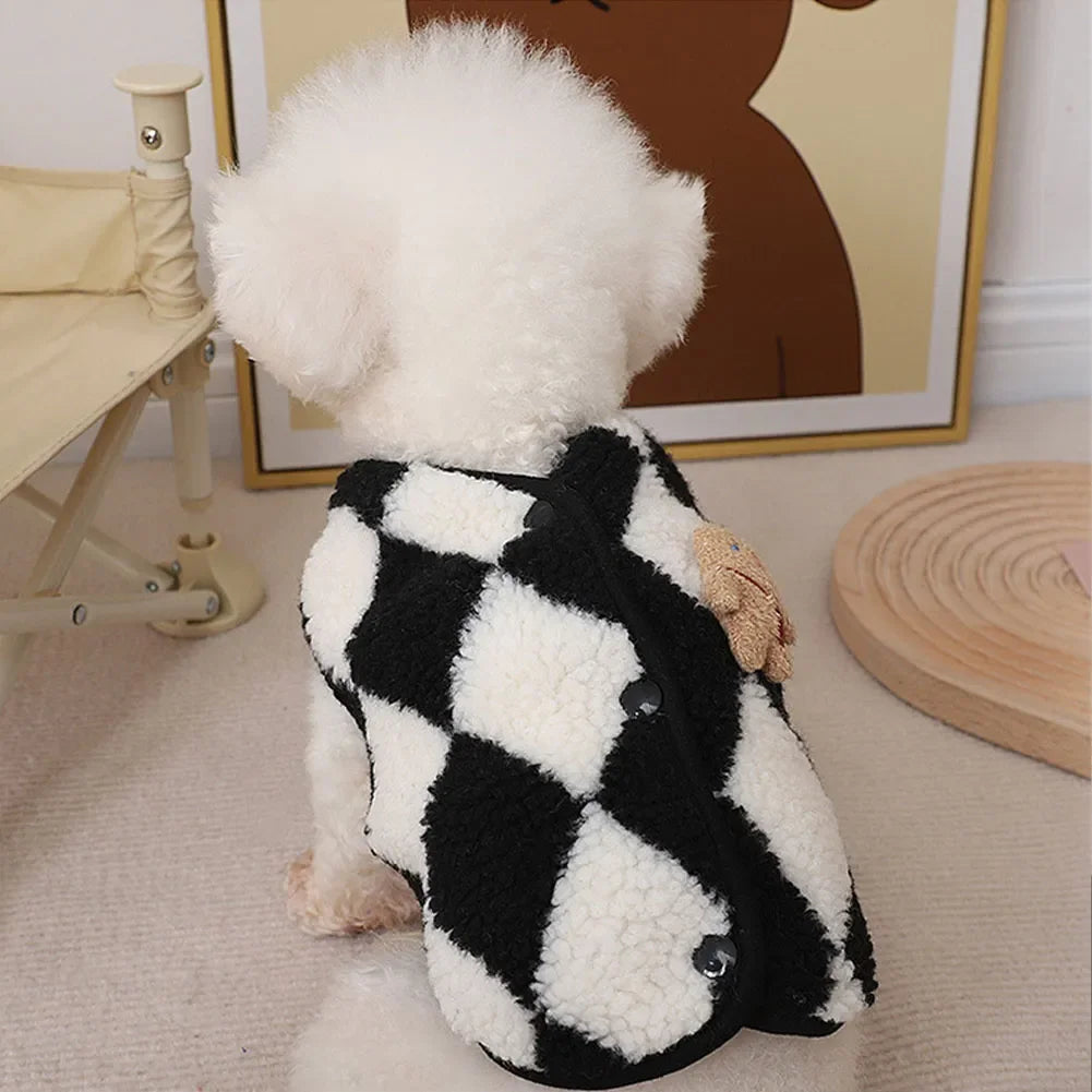 Cozy Plaid Teddy Fleece Vest (Warm Winter Coat for Small Dogs & Cats) 🧸❄️