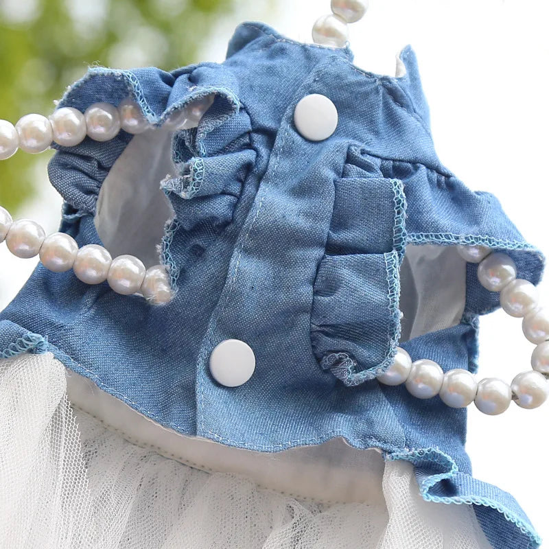 Denim & Tulle Bow Pet Dress (Spring/Summer) 🎀👗